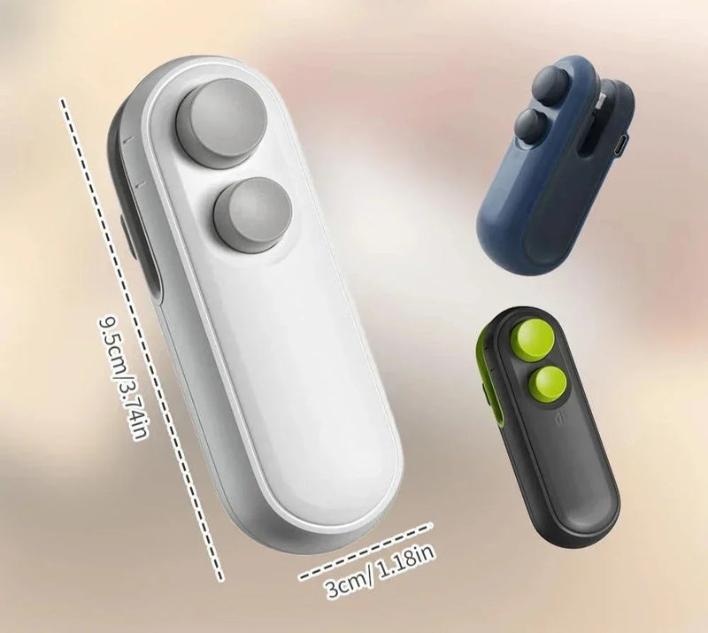 Mini Selador de Sacos para Alimentos e Lanches - 2 em 1