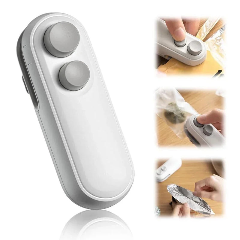 Mini Selador de Sacos para Alimentos e Lanches - 2 em 1
