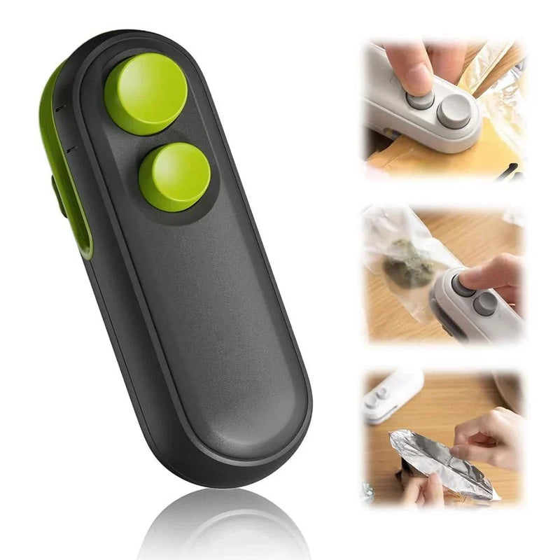 Mini Selador de Sacos para Alimentos e Lanches - 2 em 1